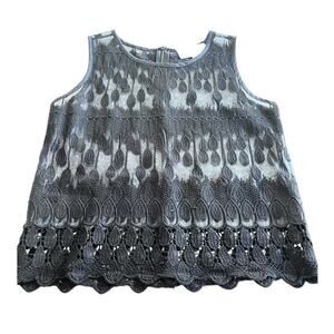 J.O.A. Black Sheer Embroidered Sleeveless Top Size Small